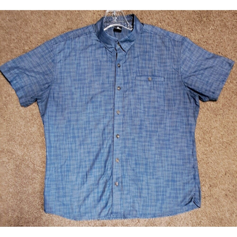 Kuhl Krossfire Shirt Men's XL Blue Tapered Fit Button Down Shirt Crosshatch